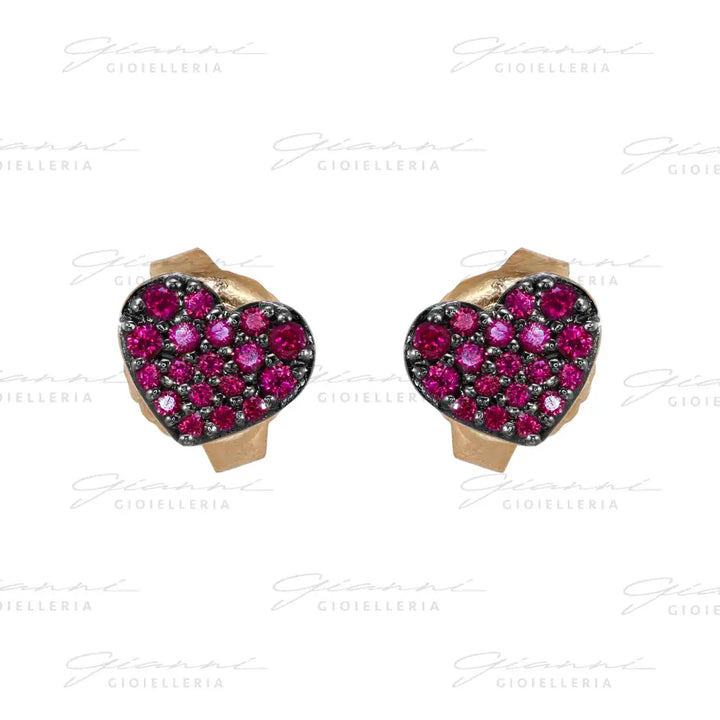 Orecchini Crivelli - Pavé in Oro Rosa con Rubini Orecchini