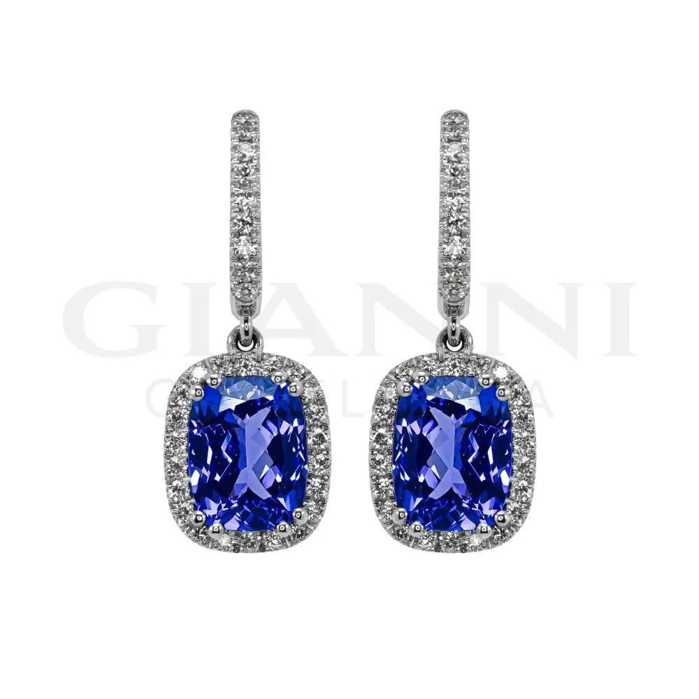 Orecchini Crivelli - Pendente con Tanzanite e Diamanti in Oro Bianco - Orecchini