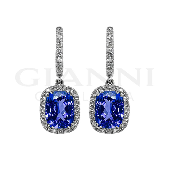Orecchini Crivelli - Pendente con Tanzanite e Diamanti in Oro Bianco - Orecchini