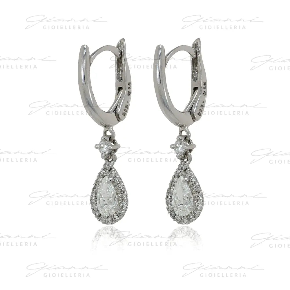 Orecchini Crivelli - Pendente in Oro Bianco con Diamante taglio Goccia Orecchini