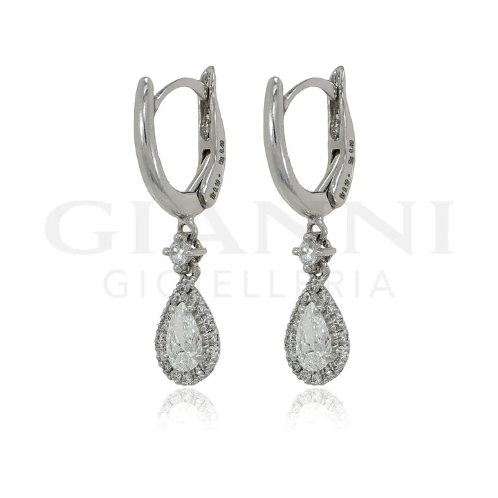 Orecchini Crivelli - Pendente in Oro Bianco con Diamante taglio Goccia Orecchini