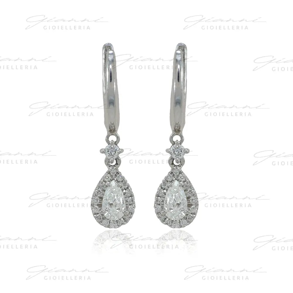 Orecchini Crivelli - Pendente in Oro Bianco con Diamante taglio Goccia Orecchini