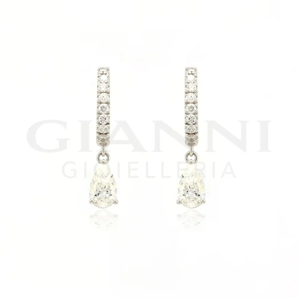 Orecchini Crivelli - Pendente in Oro Bianco con Diamanti Orecchini