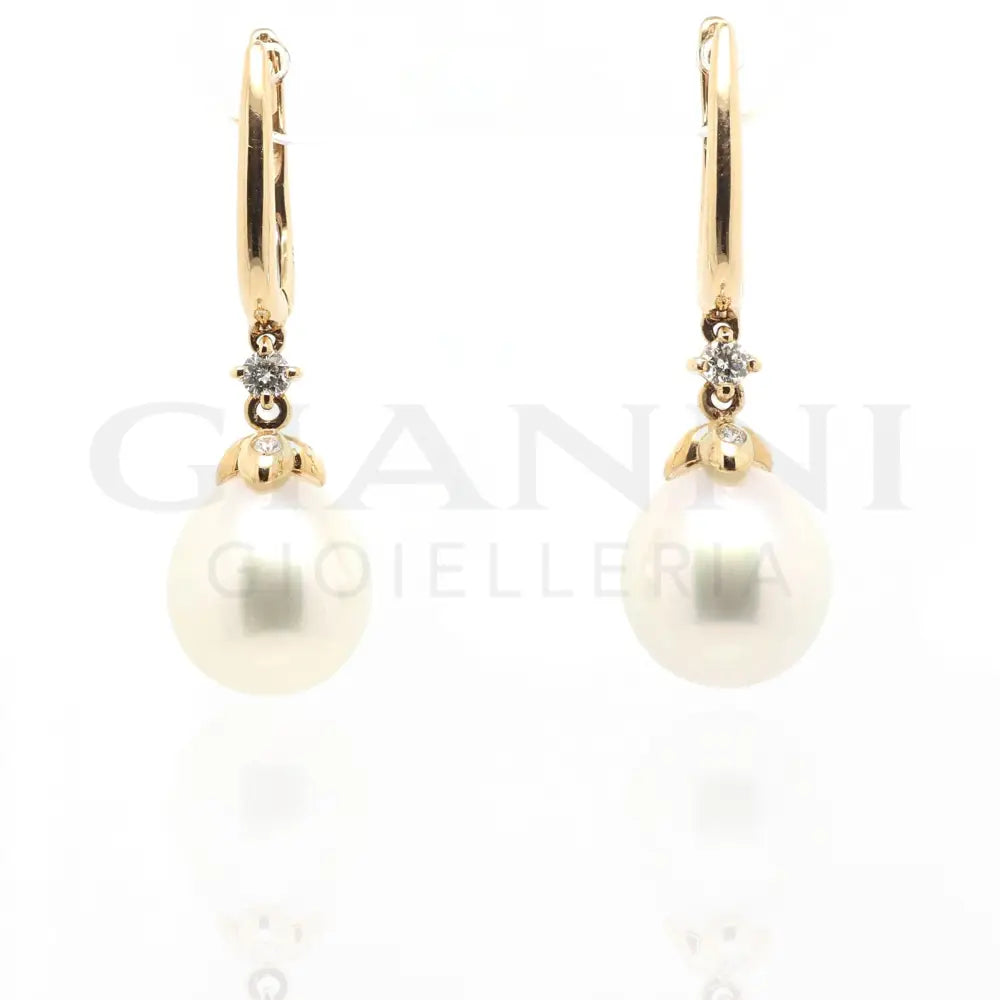 Orecchini Crivelli - Pendente in Oro Rosa con Diamanti e Perle Orecchini