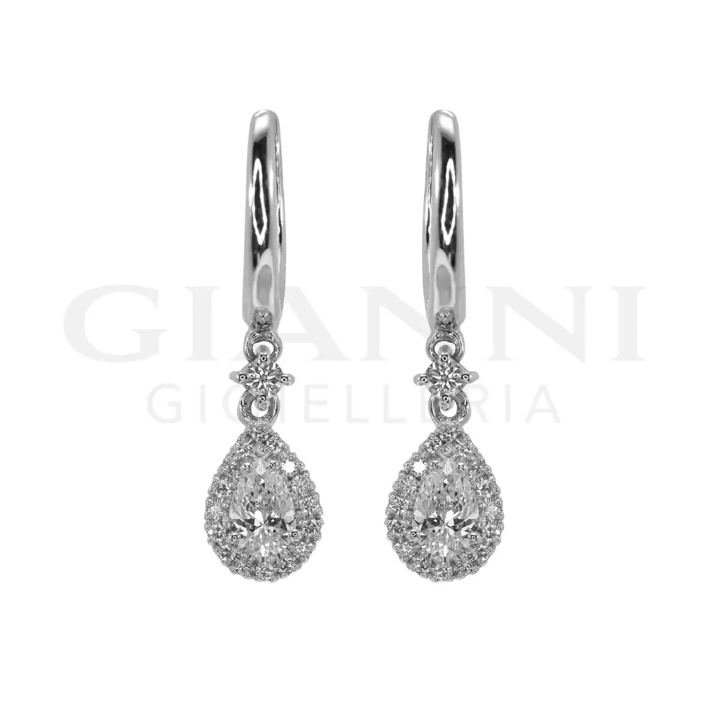Orecchini Crivelli - Pendenti con Diamanti in Oro Bianco - Orecchini