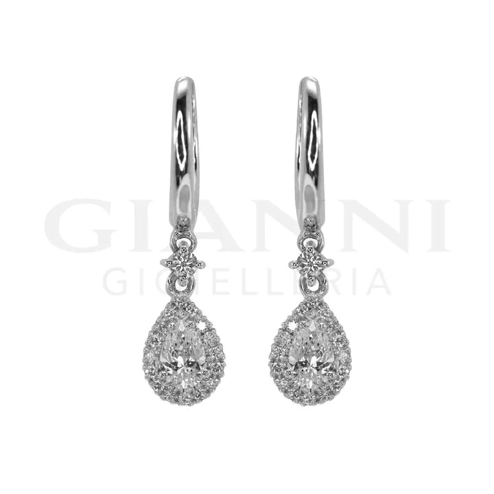Orecchini Crivelli - Pendenti con Diamanti in Oro Bianco - Orecchini