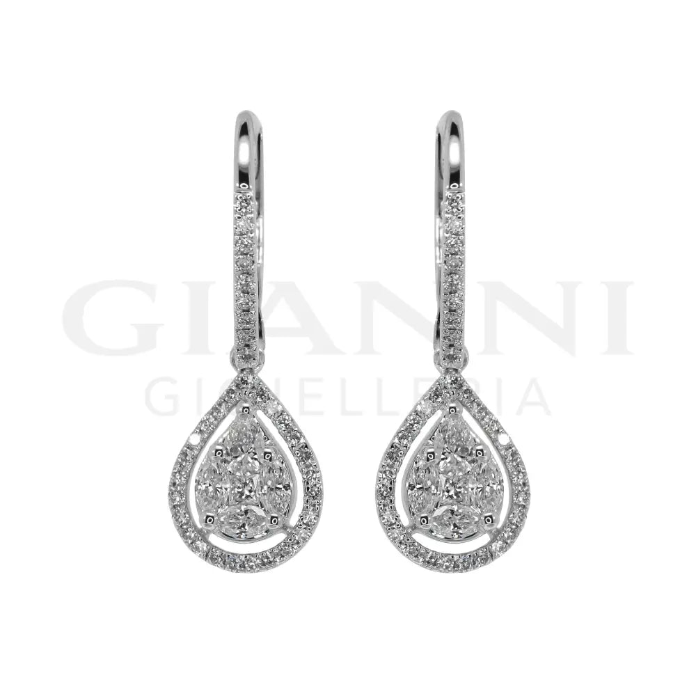 Orecchini Crivelli - Pendenti con Diamanti in Oro Bianco - Orecchini