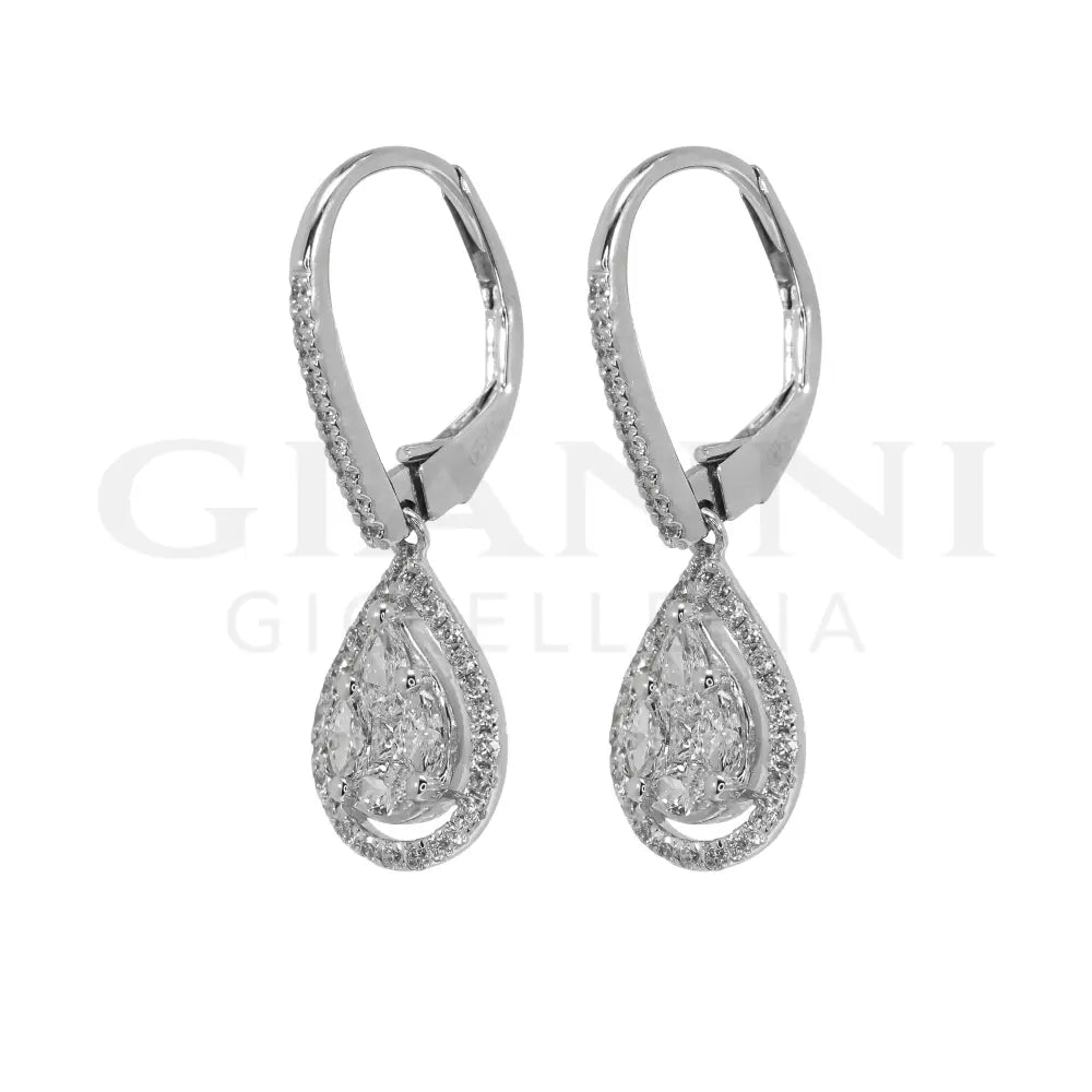 Orecchini Crivelli - Pendenti con Diamanti in Oro Bianco - Orecchini