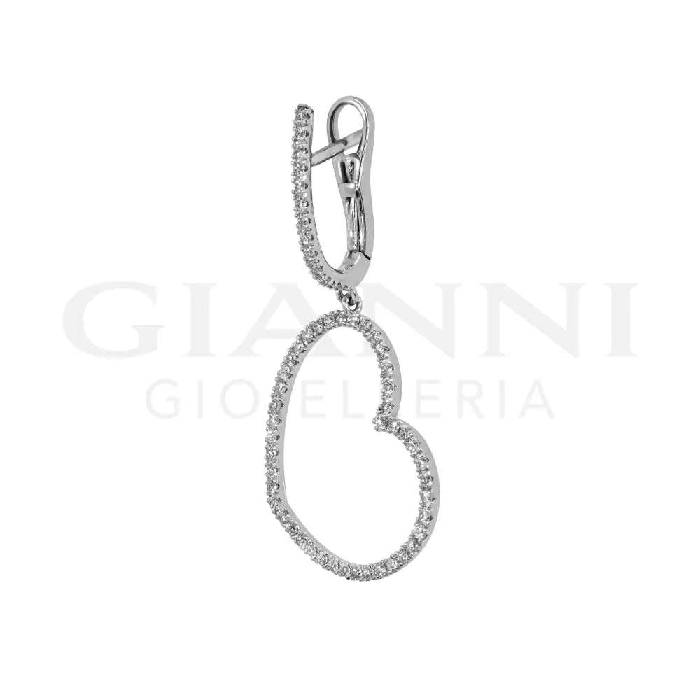 Orecchini Crivelli - Pendenti Fantasia a Cuore con Diamanti in Oro Bianco - Orecchini