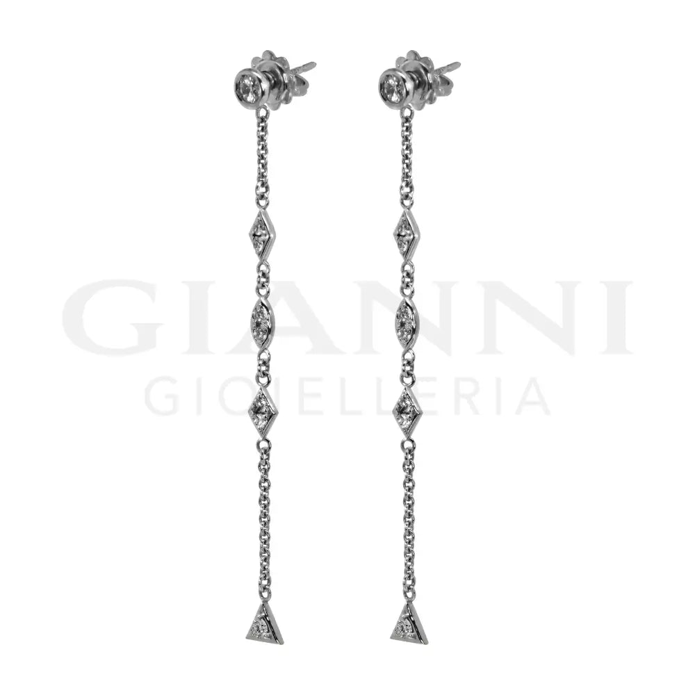Orecchini Crivelli - Pendenti in Oro Bianco con Diamanti Orecchini