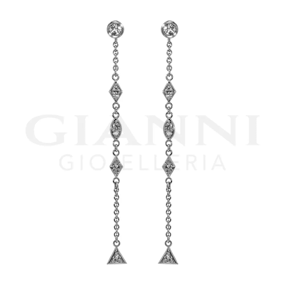 Orecchini Crivelli - Pendenti in Oro Bianco con Diamanti Orecchini