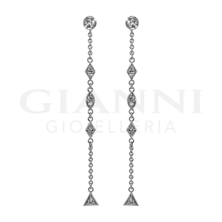 Orecchini Crivelli - Pendenti in Oro Bianco con Diamanti Orecchini