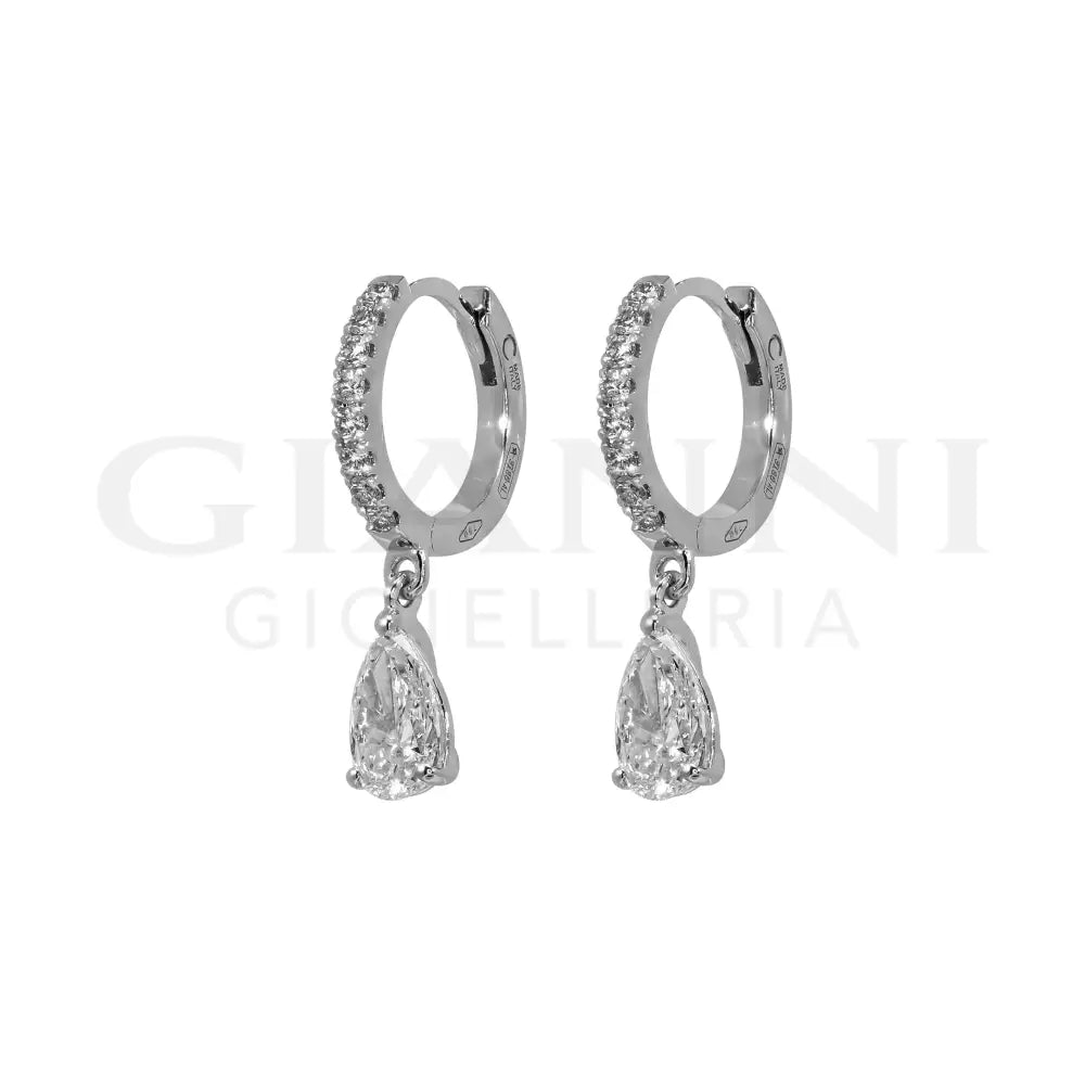 Orecchini Crivelli - Pendenti in Oro Bianco con Diamanti taglio Brillante e taglio Goccia Orecchini