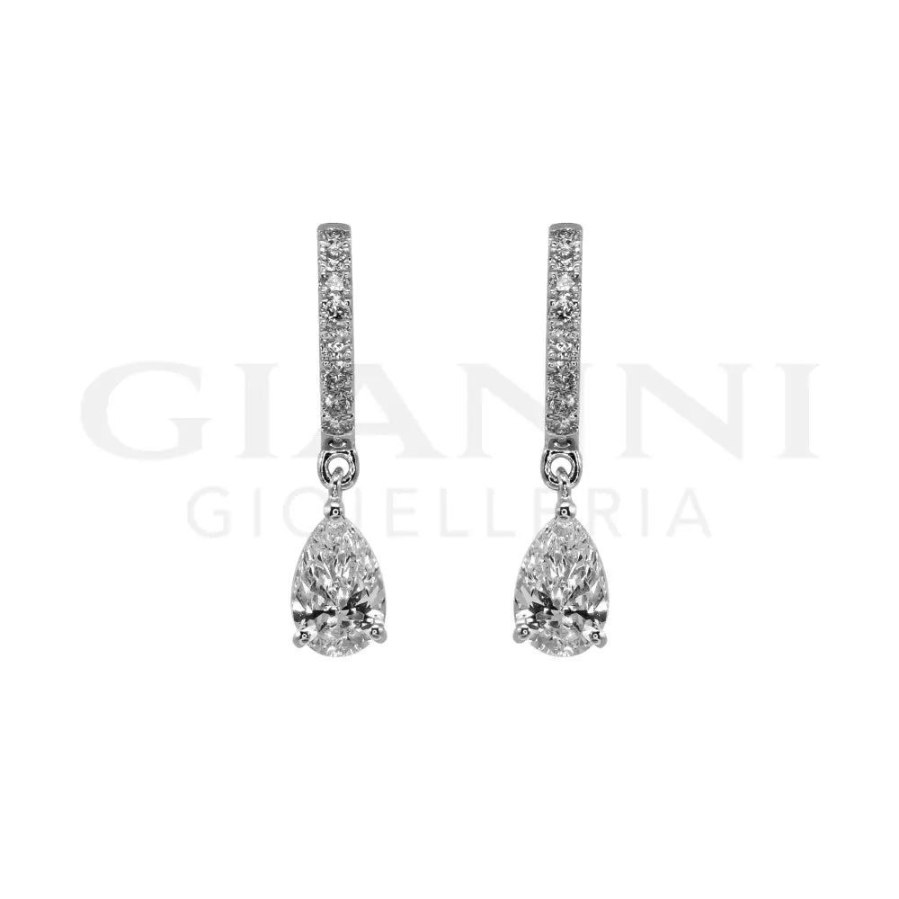 Orecchini Crivelli - Pendenti in Oro Bianco con Diamanti taglio Brillante e taglio Goccia Orecchini