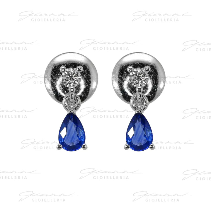 Orecchini Crivelli - Pendenti in Oro Bianco con Zaffiro e Diamanti Orecchini