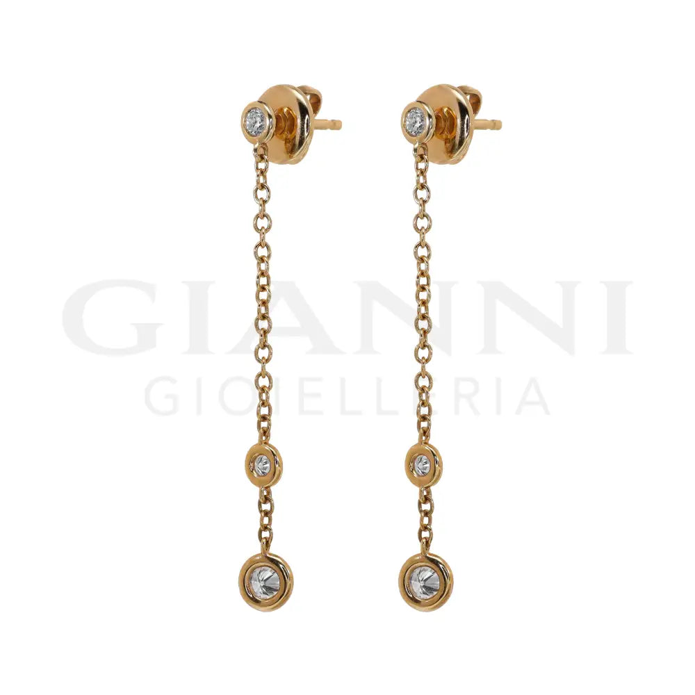 Orecchini Crivelli - Pendenti in Oro Rosa e Diamanti - Orecchini