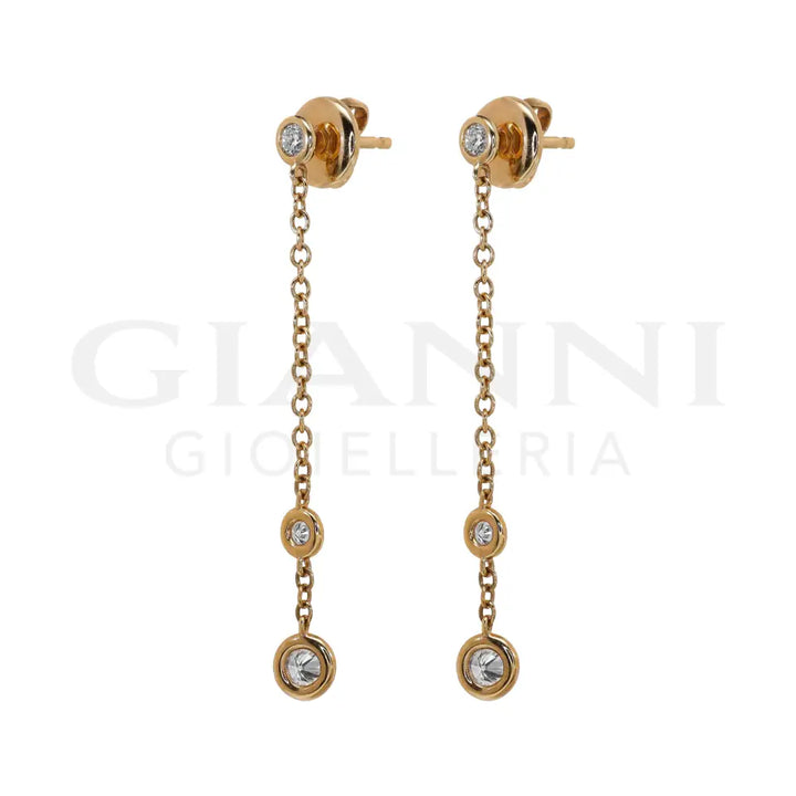 Orecchini Crivelli - Pendenti in Oro Rosa e Diamanti - Orecchini