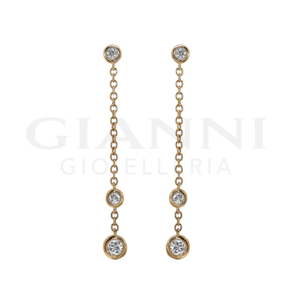 Orecchini Crivelli - Pendenti in Oro Rosa e Diamanti - Orecchini
