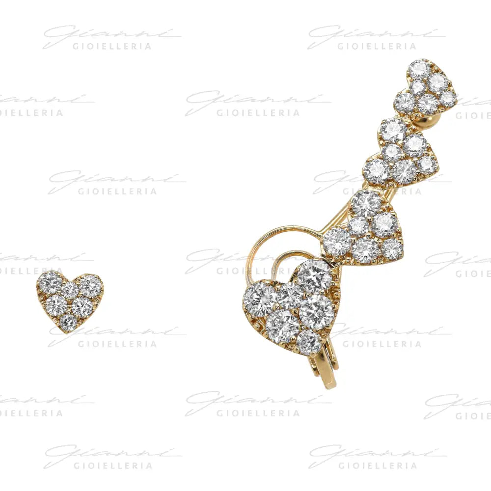 Orecchini Crivelli - Pendenti spaiati a forma di Cuore in Oro Rosa con Diamanti Orecchini