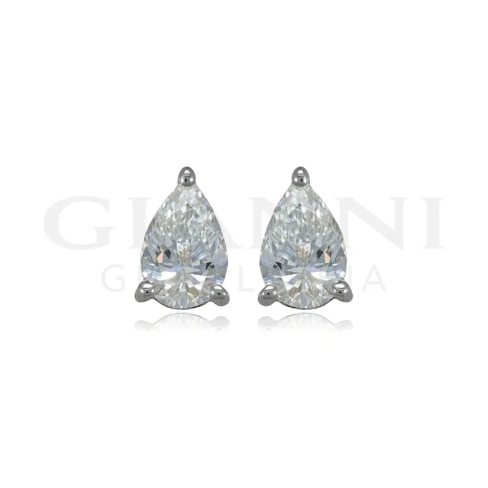 Orecchini Crivelli - Punto Luce in Oro Bianco con Diamante taglio Goccia Orecchini