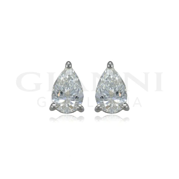 Orecchini Crivelli - Punto Luce in Oro Bianco con Diamante taglio Goccia Orecchini