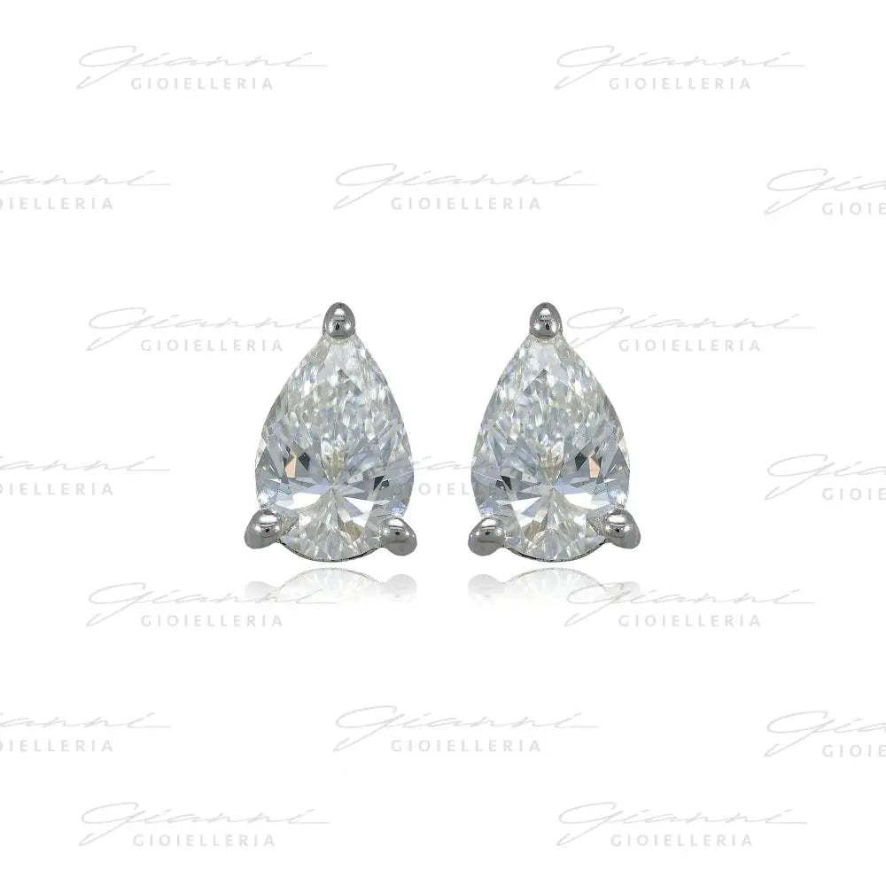 Orecchini Crivelli - Punto Luce in Oro Bianco con Diamante taglio Goccia Orecchini