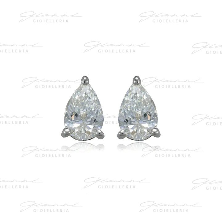 Orecchini Crivelli - Punto Luce in Oro Bianco con Diamante taglio Goccia Orecchini