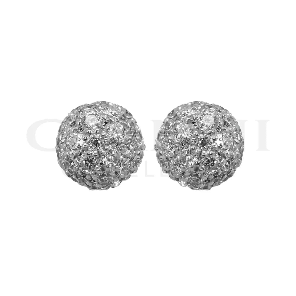Orecchini Crivelli - Sfera con Pavé di Diamanti in Oro Bianco Orecchini