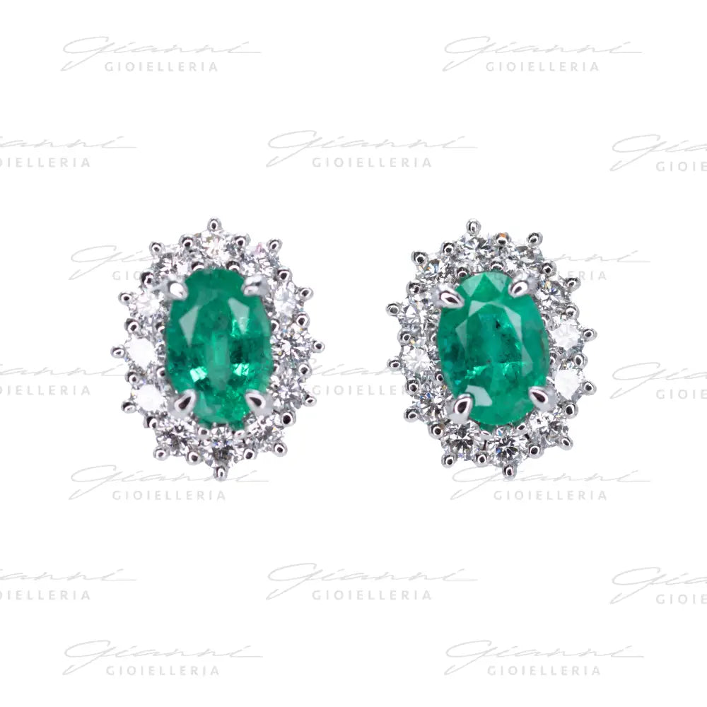 Orecchini Crivelli - Smeraldo taglio ovale ct. 0,87 e diamanti Orecchini