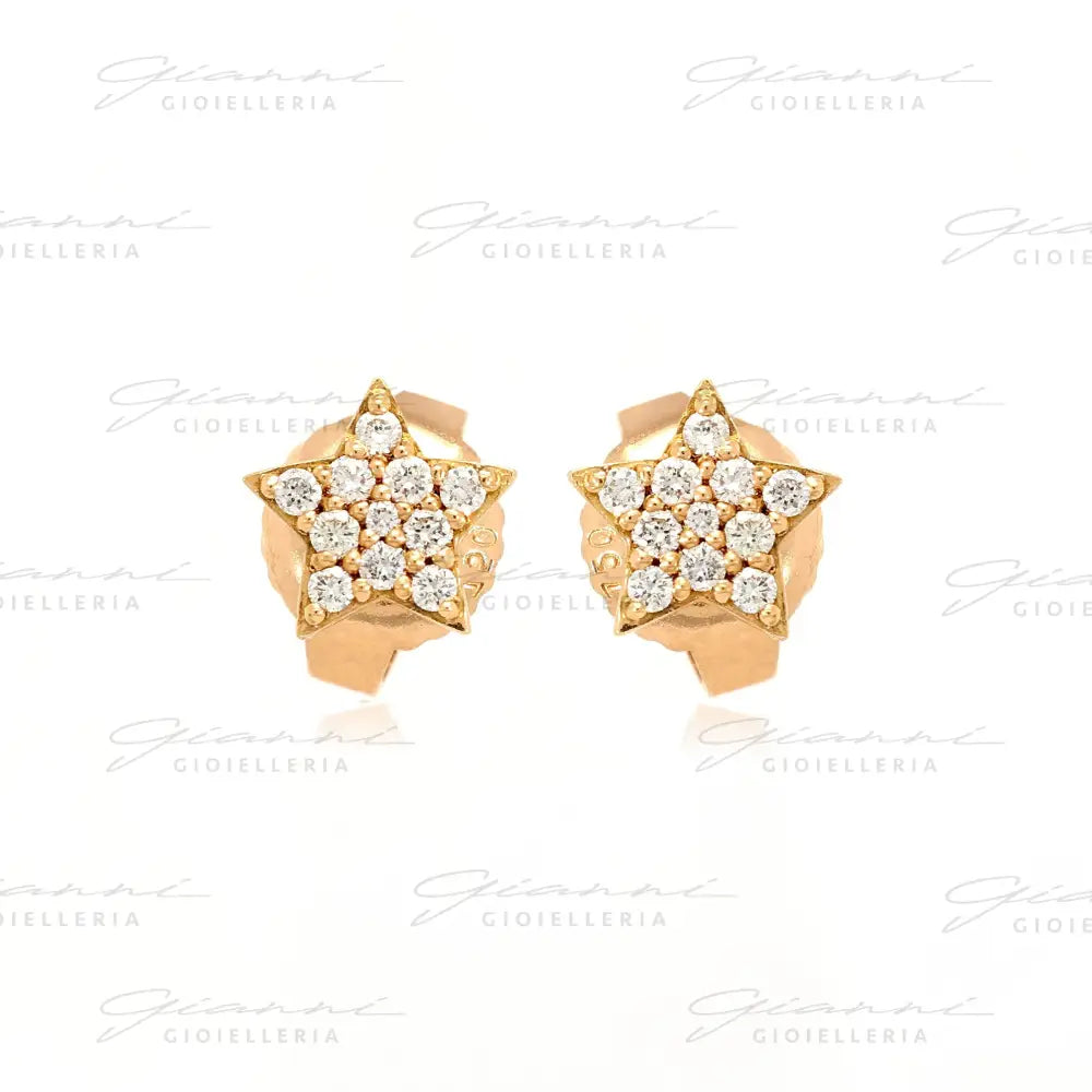 Orecchini Crivelli Stelline in Oro Rosa con Diamanti Orecchini