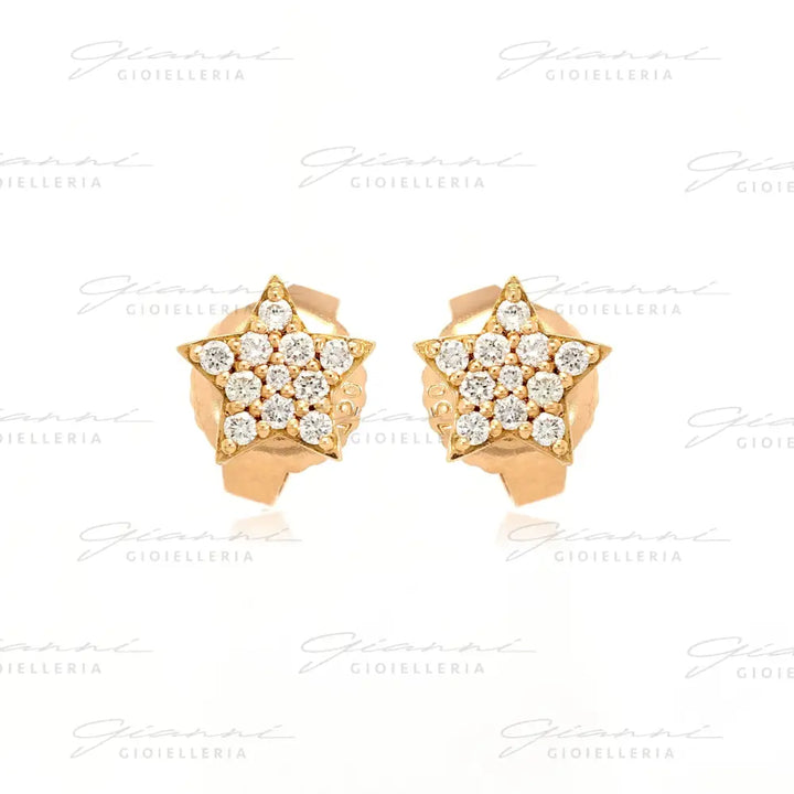 Orecchini Crivelli Stelline in Oro Rosa con Diamanti Orecchini