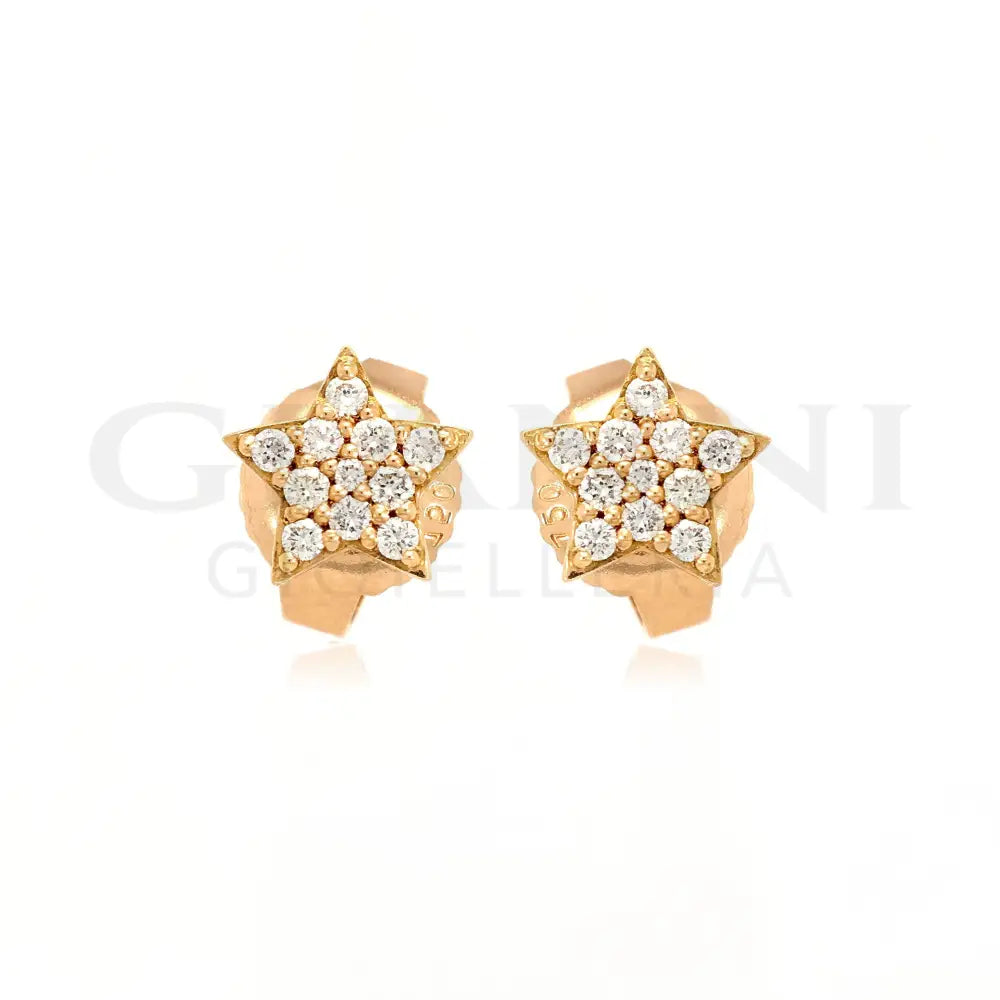 Orecchini Crivelli Stelline in Oro Rosa con Diamanti Orecchini