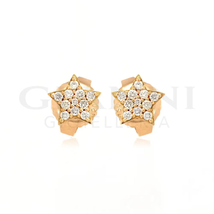 Orecchini Crivelli Stelline in Oro Rosa con Diamanti Orecchini