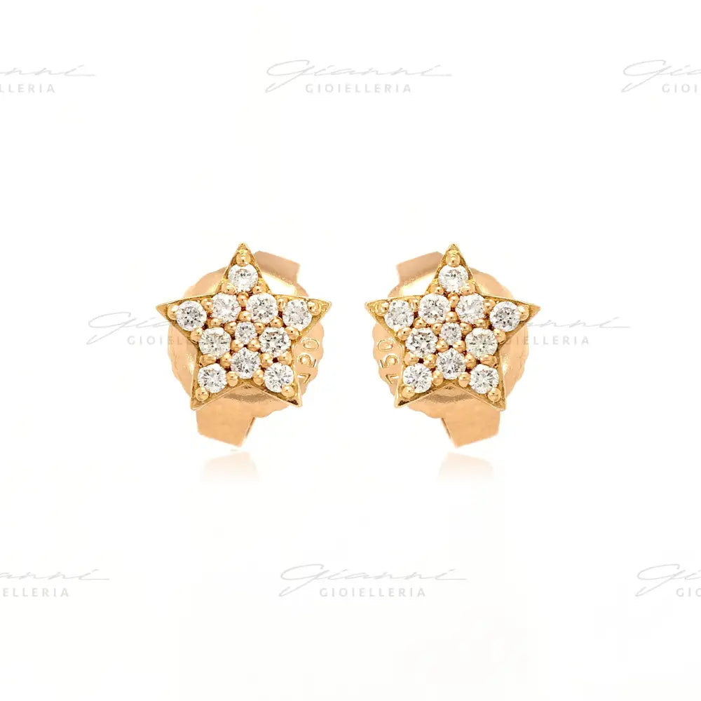 Orecchini Crivelli Stelline in Oro Rosa con Diamanti Orecchini