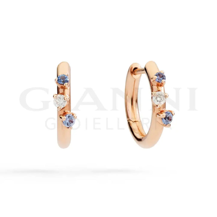 Orecchini DoDo - Hoop oro rosa zaffiri & diamanti Orecchini