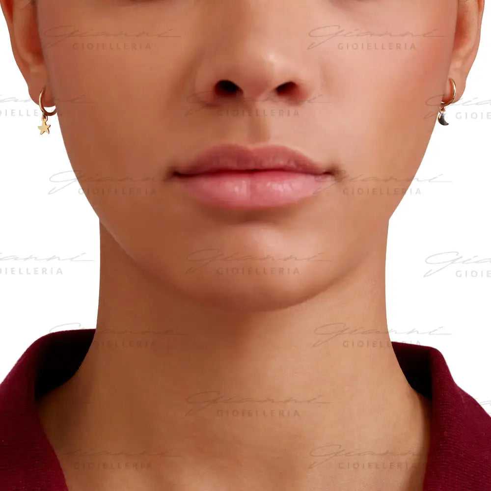 Orecchini DoDo - Hoop stellina & luna oro giallo Orecchini