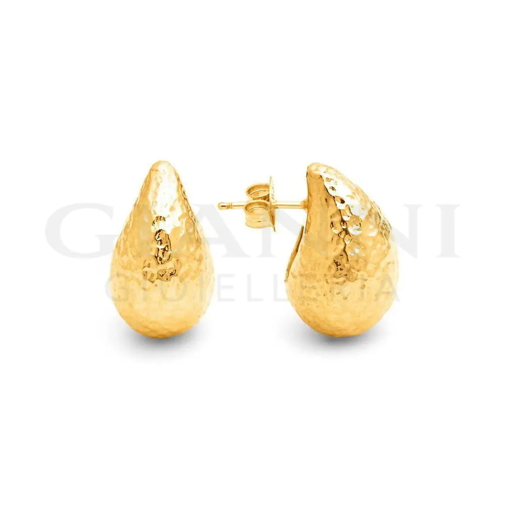 Orecchini Giovanni Raspini - Goccia Martellati Argento Dorato Orecchini