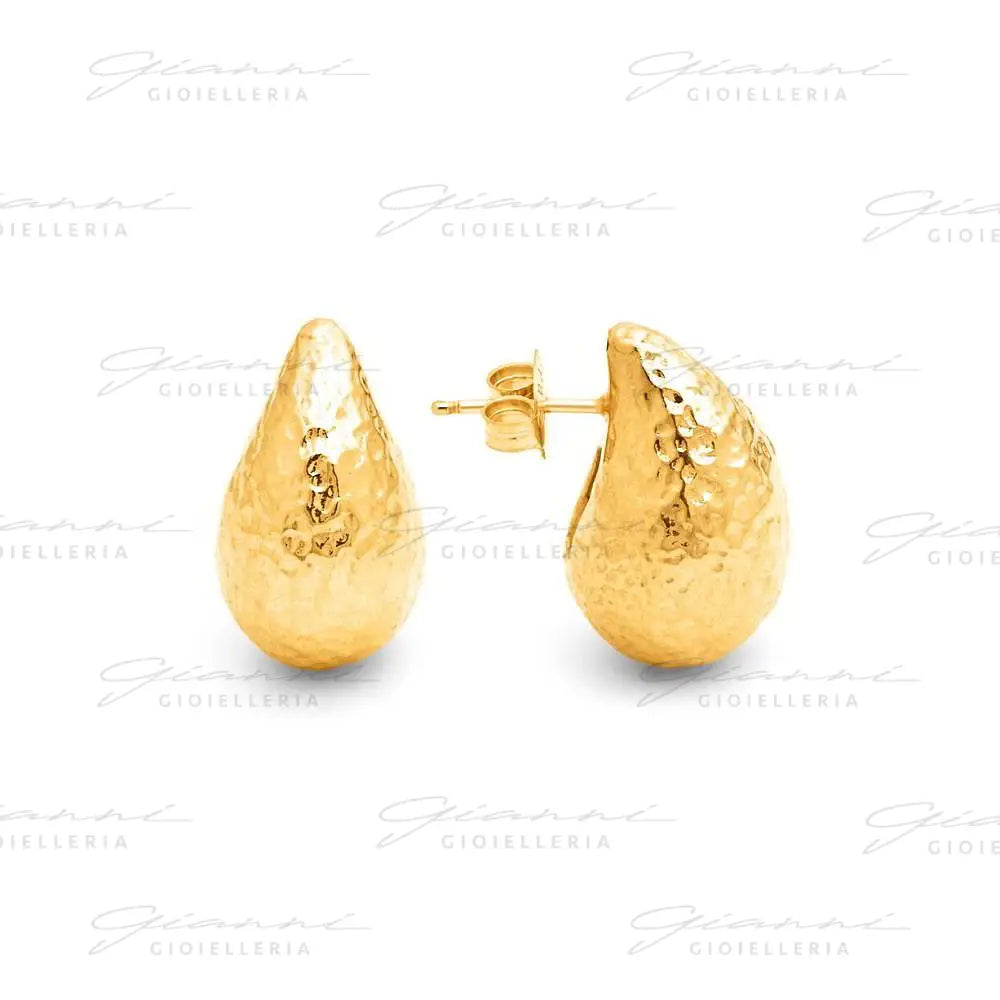 Orecchini Giovanni Raspini - Goccia Martellati Argento Dorato Orecchini