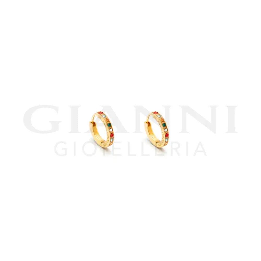 Orecchini Giovanni Raspini - Huggie Crystal Color Argento Dorato e Zirconi Orecchini