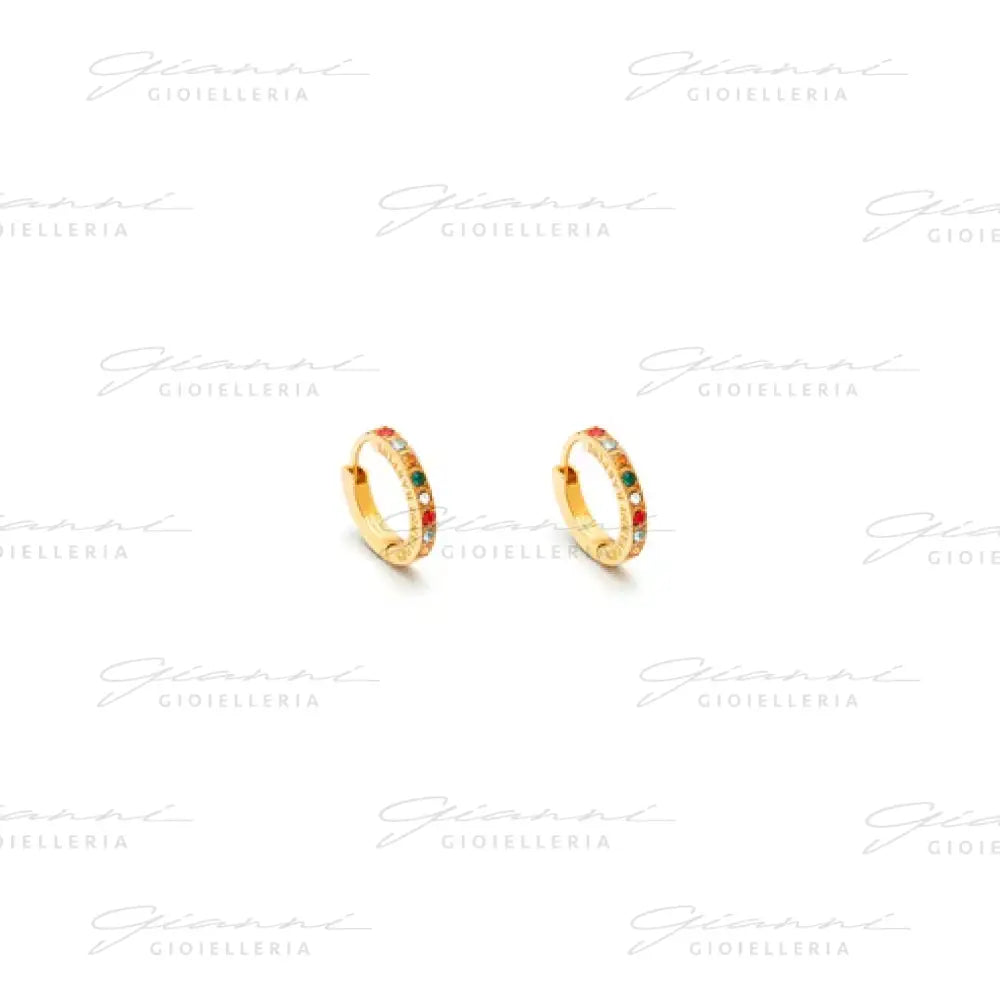 Orecchini Giovanni Raspini - Huggie Crystal Color Argento Dorato e Zirconi Orecchini