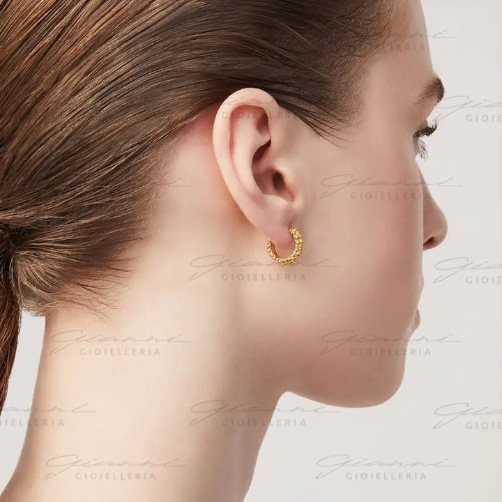 Orecchini Giovanni Raspini - Huggie Perlage Argento Dorato Orecchini