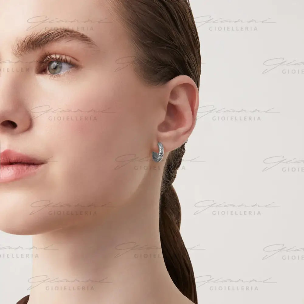 Orecchini Giovanni Raspini - Huggie Rigati Argento Orecchini