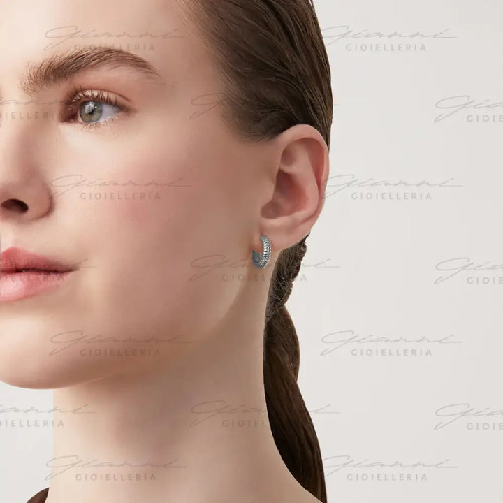 Orecchini Giovanni Raspini - Huggie Rigati Argento Orecchini