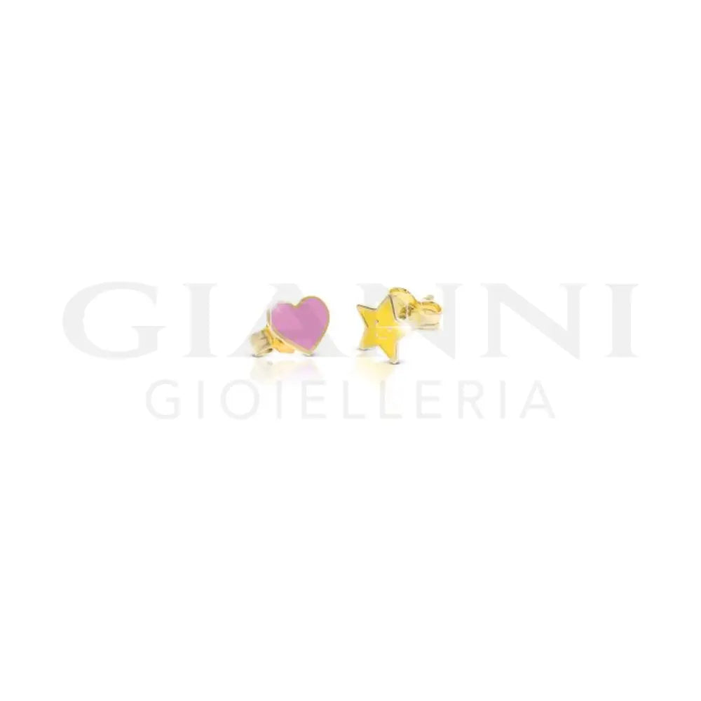 Orecchini leBebé - Fortuna con cuore e stella in oro giallo - Bracciali