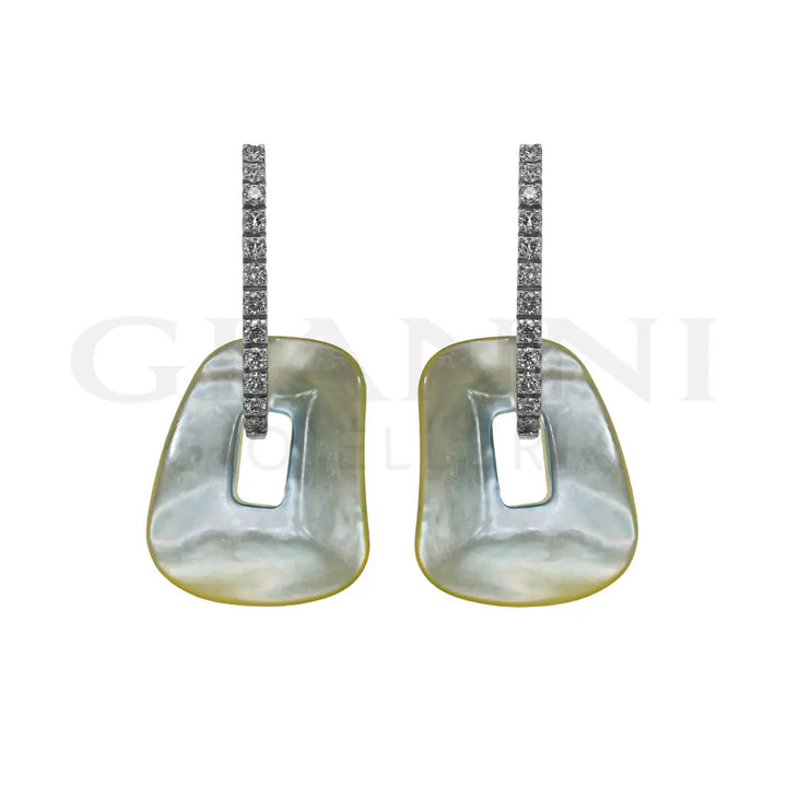 Orecchini Mattioli - Puzzle in Oro Bianco con Coppie di Elementi Colorati - Orecchini