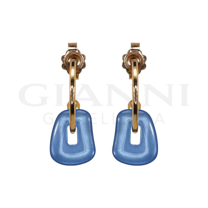 Orecchini Mattioli - Puzzle in Oro Rosa con Coppie di Elementi Colorati - Orecchini