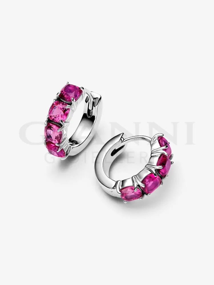Orecchini Pandora - Cerchi Cristalli Rosa Scuro Orecchini