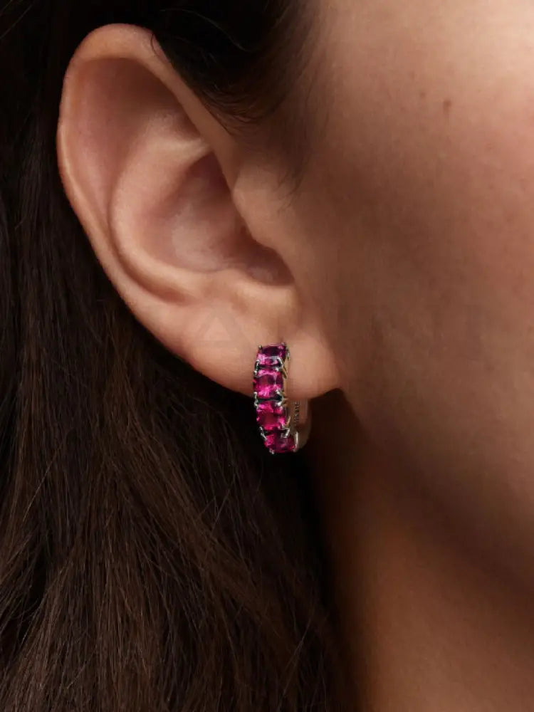 Orecchini Pandora - Cerchi Cristalli Rosa Scuro Orecchini
