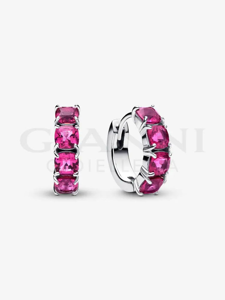 Orecchini Pandora - Cerchi Cristalli Rosa Scuro Orecchini