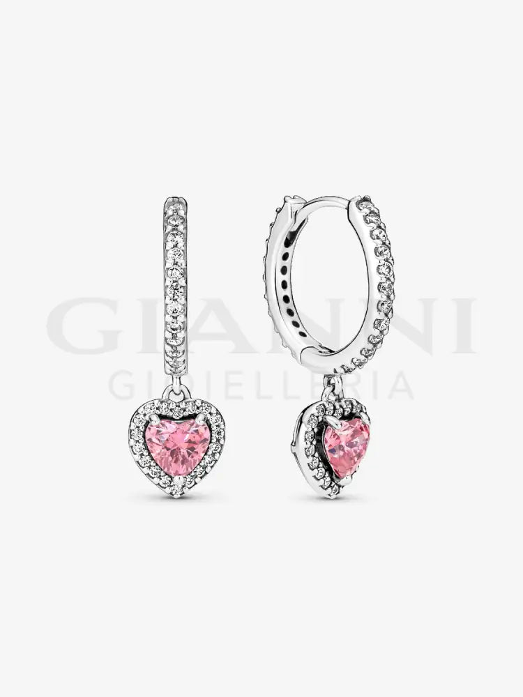 Orecchini Pandora - Cerchi Cuori Rosa Orecchini
